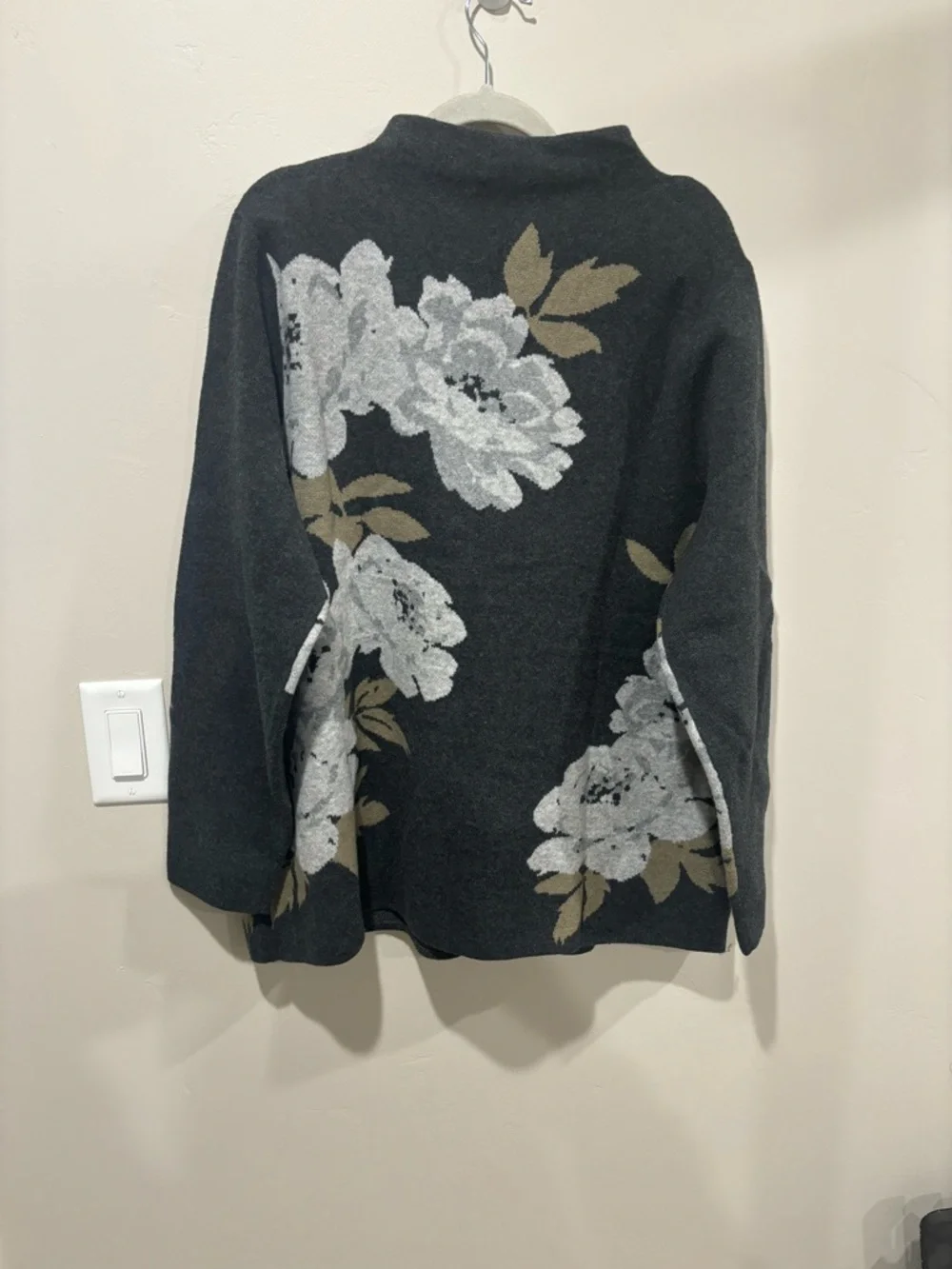 J. Jill Black Floral Mock Neck Sweater with White & Tan Blooms - Picture 5 of 5